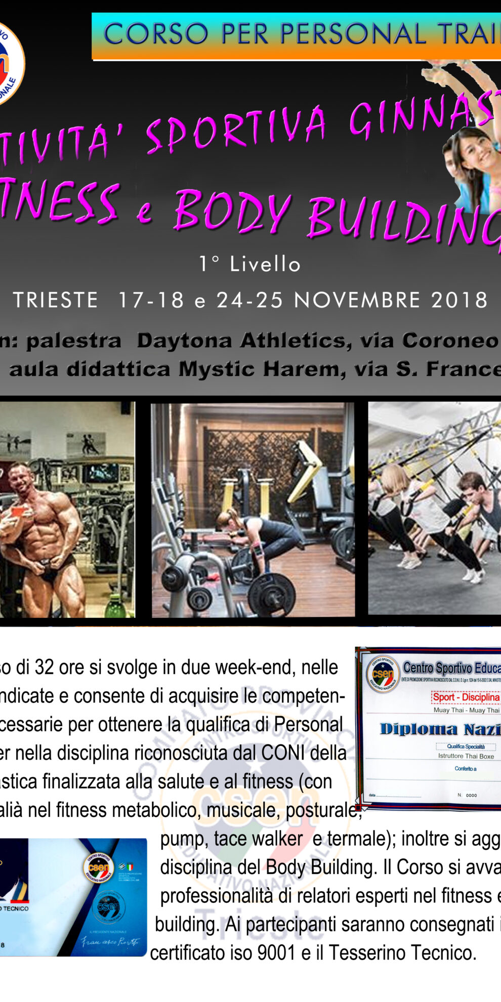 Corso per Personal Trainer Novembre 2018