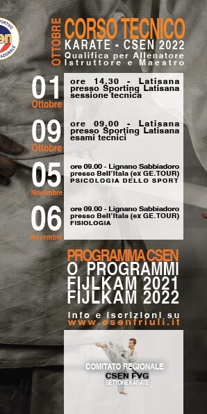 KARATE corso ottobre csen fvg